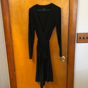 Banana Republic black cotton knit wrap dress